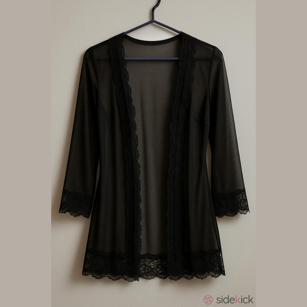 VINTAGE Undercover Wear Sexy Black Robe Short Sz SMALL Peignoir